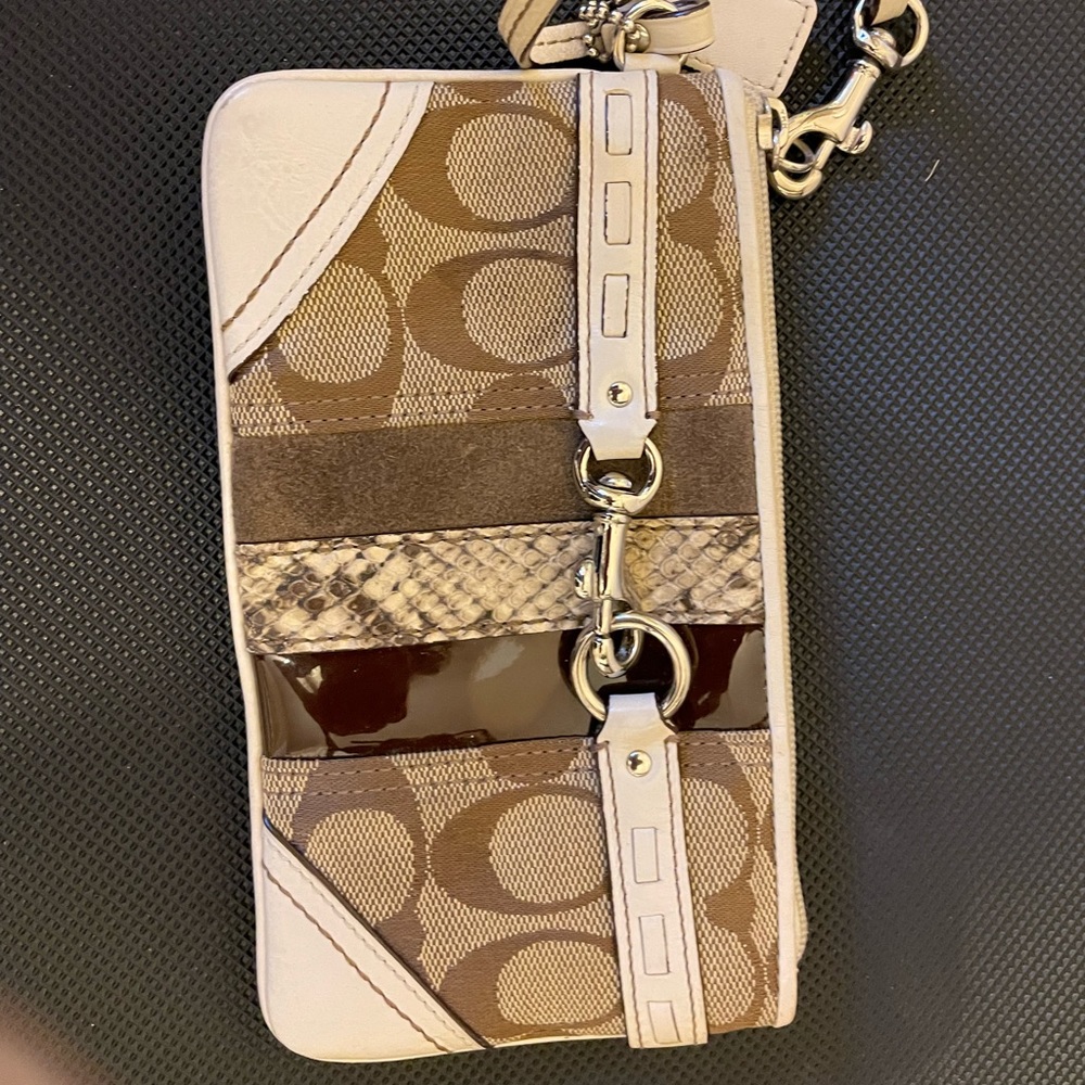 Coach Signature Wristlet In Brown/Tan/Cream - image 1